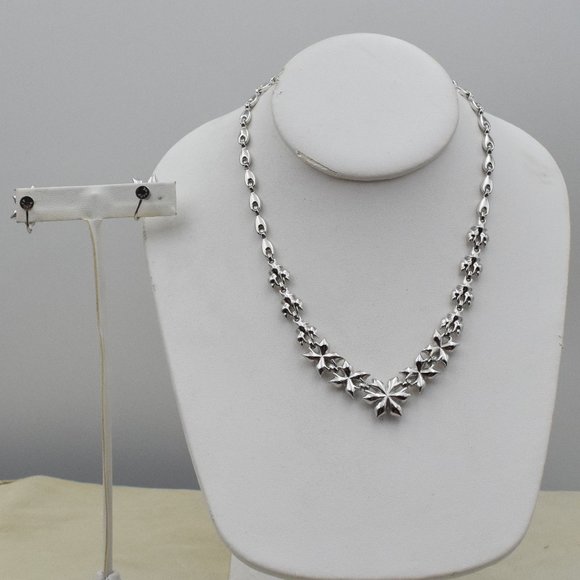 MCM Vintage BOGOFF Rhinestone & Silver Tone Necklace & Earring Set Parure - Picture 6 of 17